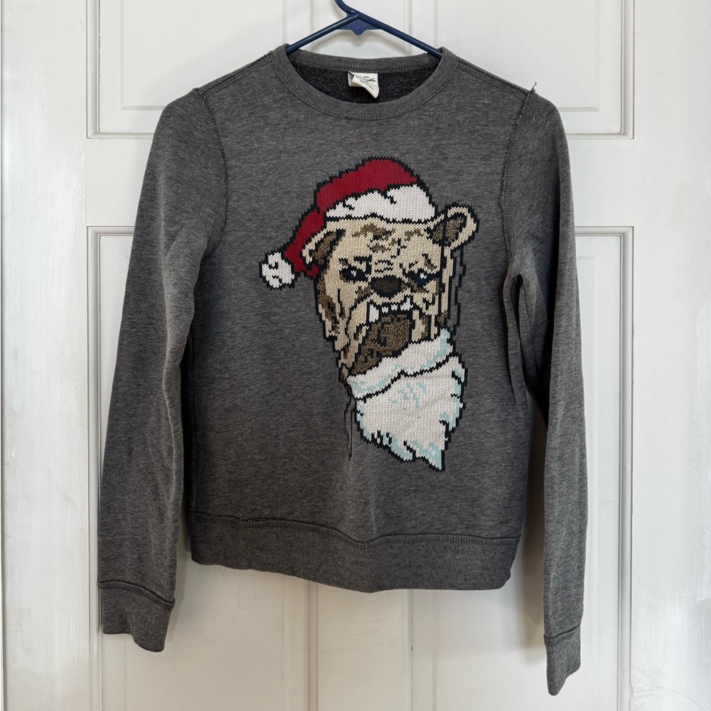 Abercrombie & Fitch Gray Bulldog Holiday Sweater